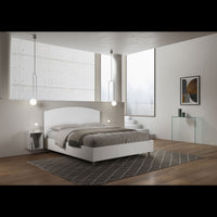 Letto Matrimoniale 160x190 cm struttura bianco frassino testata Ant - Bianco,Similpelle,Contenitore