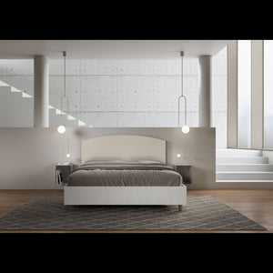 Letto Matrimoniale 160x190 cm struttura bianco frassino testata Ant - Senza rete,Similpelle,Tortora