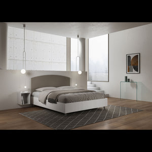 Letto Matrimoniale 160x190 cm struttura bianco frassino testata Ant - Senza rete,Similpelle,Cappuccino