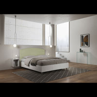 Letto Matrimoniale 160x190 cm struttura bianco frassino testata Ant - Contenitore,Microfibra,Tè verde