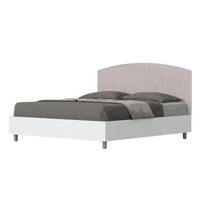 Letto Matrimoniale 160x190 cm struttura bianco frassino testata Ant - Senza rete,Glicine,Microfibra