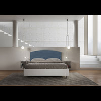 Letto Matrimoniale 160x190 cm struttura bianco frassino testata Ant - Contenitore,Microfibra,Blu