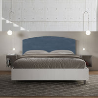 Letto Matrimoniale 160x190 cm struttura bianco frassino testata Ant - Contenitore,Microfibra,Blu