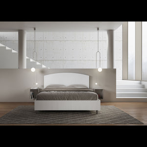 Letto Matrimoniale 160x190 cm struttura bianco frassino testata Ant - Bianco,Similpelle,Contenitore