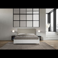 Letto Matrimoniale 160x190 cm struttura bianco frassino testata Bur - Similpelle,Tortora,Contenitore