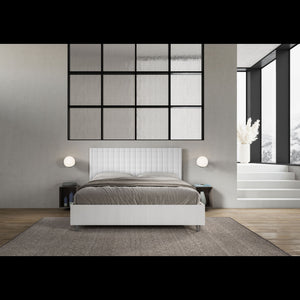 Letto Matrimoniale 160x190 cm struttura bianco frassino testata Bur - Senza rete,Bianco,Similpelle