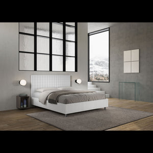 Letto Matrimoniale 160x190 cm struttura bianco frassino testata Bur - Senza rete,Bianco,Similpelle