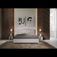 Letto Matrimoniale 160x190 cm struttura bianco frassino testata Gra - Contenitore,Glicine,Microfibra