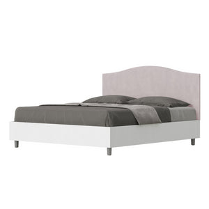 Letto Matrimoniale 160x190 cm struttura bianco frassino testata Gra - Contenitore,Glicine,Microfibra