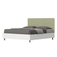 Letto Matrimoniale 160x190 cm struttura bianco frassino testata Kai - Senza rete,Microfibra,Tè verde