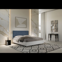 Letto Matrimoniale 160x190 cm struttura bianco frassino testata Kai - Senza rete,Microfibra,Blu