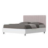 Letto Matrimoniale 160x190 cm struttura bianco frassino testata Kai - Senza rete,Glicine,Microfibra