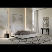 Letto Matrimoniale 160x190 cm struttura bianco frassino testata Kai - Bianco,Similpelle,Contenitore