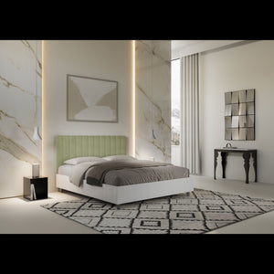 Letto Matrimoniale 160x190 cm struttura bianco frassino testata Kai - Senza rete,Microfibra,Tè verde