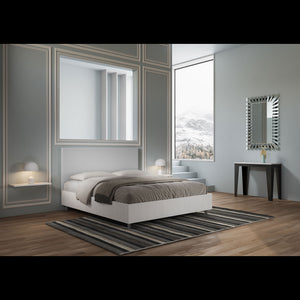 Letto Matrimoniale 160x190 cm struttura bianco frassino testata Lev - Bianco,Similpelle,Contenitore