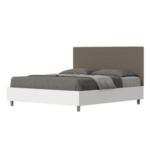 Letto Matrimoniale 160x190 cm struttura bianco frassino testata Lev - Similpelle,Cappuccino,Con rete