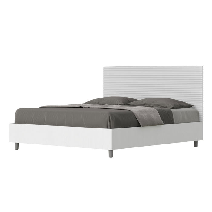 Letto Matrimoniale 160x190 cm struttura bianco frassino testata Lev - Bianco,Similpelle,Contenitore