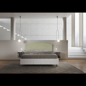 Letto Matrimoniale 160x200 cm struttura bianco frassino testata Ant - Senza rete,Microfibra,Tè verde