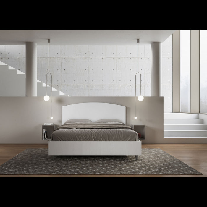 Letto Matrimoniale 160x200 cm struttura bianco frassino testata Ant - Bianco,Similpelle,Contenitore