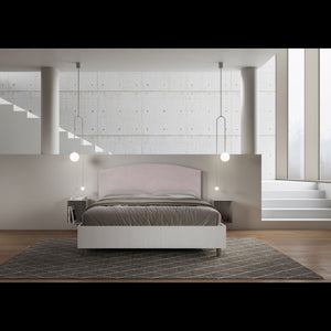 Letto Matrimoniale 160x200 cm struttura bianco frassino testata Ant - Senza rete,Glicine,Microfibra