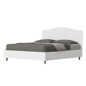 Letto Matrimoniale 160x200 cm struttura bianco frassino testata Gra - Senza rete,Bianco,Similpelle