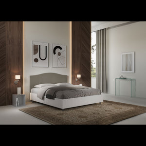 Letto Matrimoniale 160x200 cm struttura bianco frassino testata Gra - Similpelle,Cappuccino,Con rete