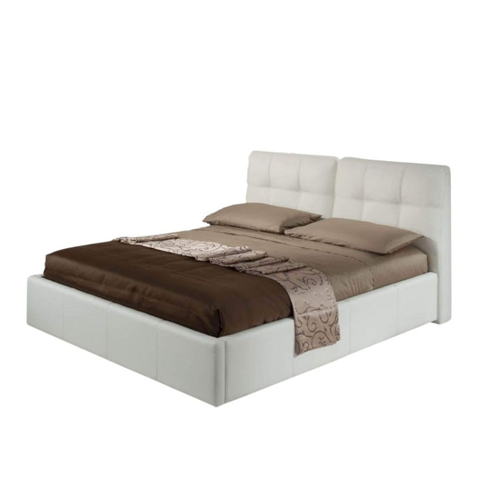 Letto matrimoniale con contenitore Melia ecopelle colore bianco