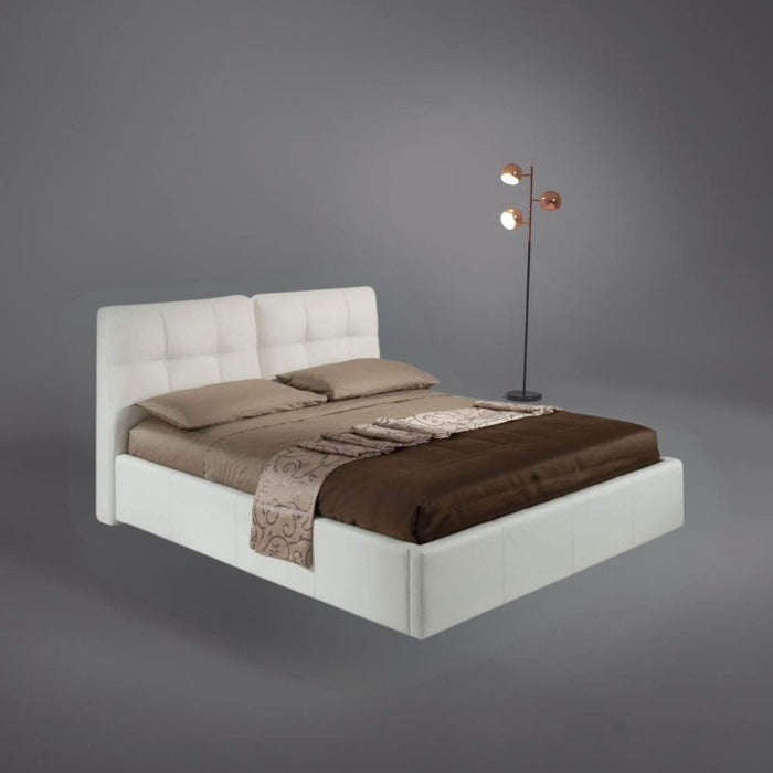 Letto matrimoniale con contenitore Melia ecopelle colore bianco