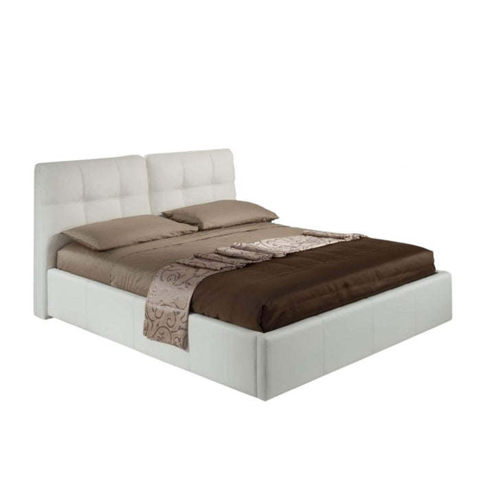 Letto matrimoniale con contenitore Melia ecopelle colore bianco