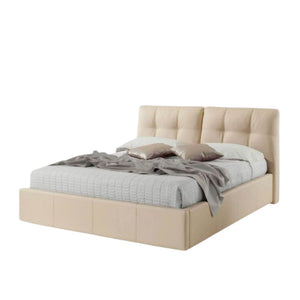 Letto matrimoniale con contenitore Melia ecopelle crema