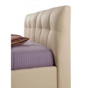 Letto matrimoniale con contenitore Melia ecopelle crema