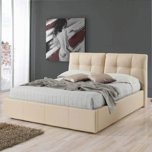 Letto matrimoniale con contenitore Melia ecopelle crema