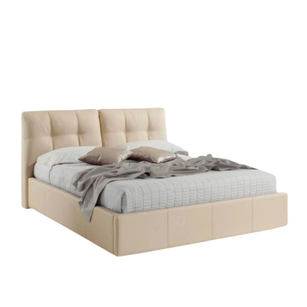 Letto matrimoniale con contenitore Melia ecopelle crema