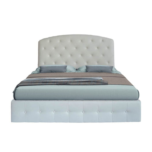 Letto matrimoniale contenitore Button2 bianco con testiera curva