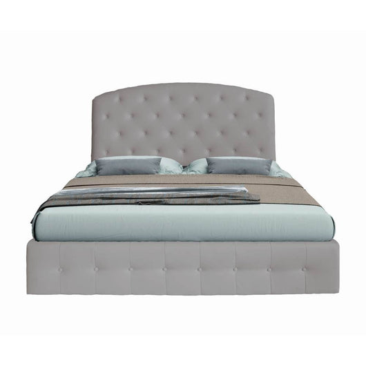 Letto matrimoniale contenitore Button2 grigio chiaro con testiera curva