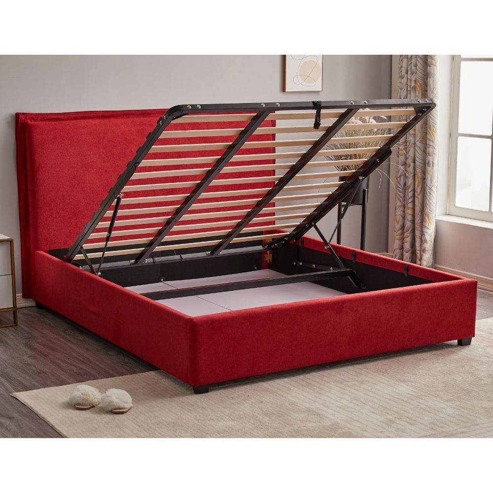 Letto matrimoniale contenitore Neso rosso