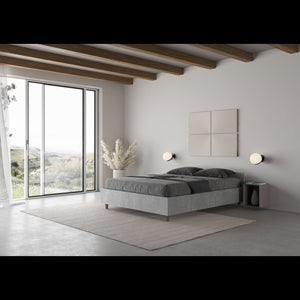 Letto Matrimoniale francese 140x190 cm Nuamo - Con rete,Grigio