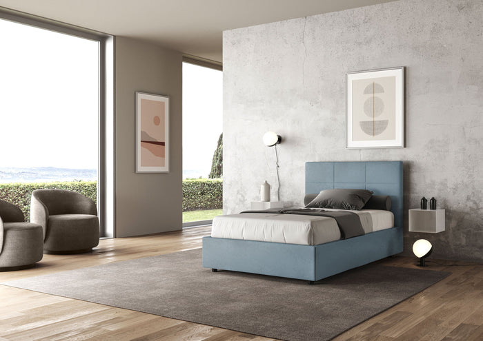 Letto 1 Piazza e Mezzo 120x210 cm con Rete Mika Azzurro