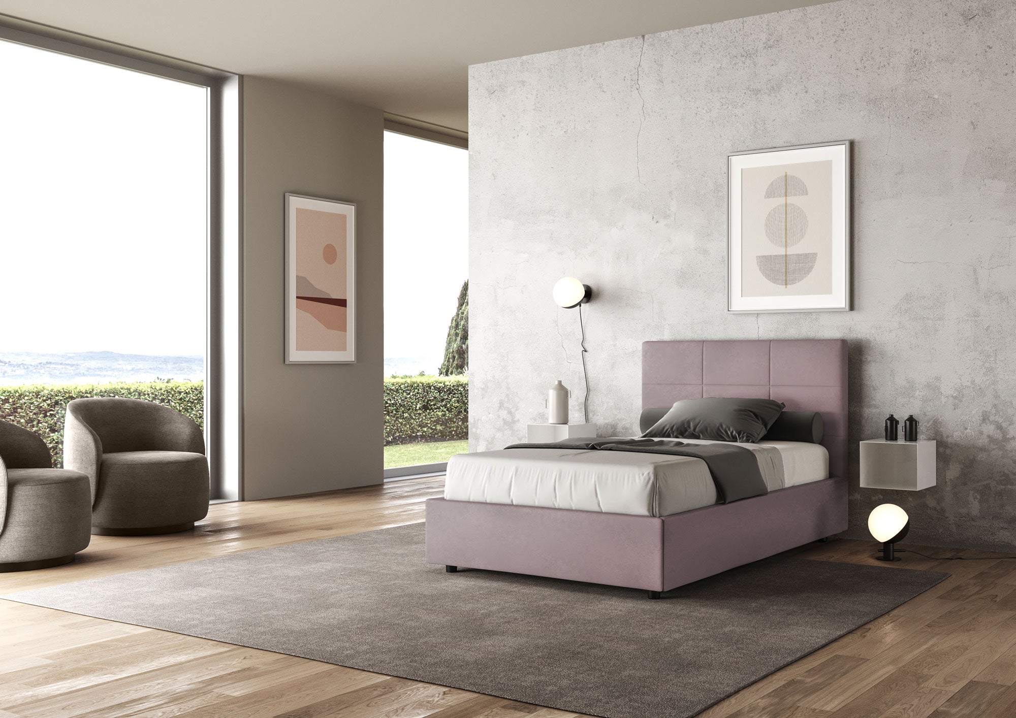 Letto 1 Piazza e Mezzo 120x210 cm con Rete Mika Glicine