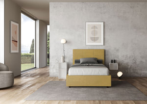 Letto 1 Piazza e Mezzo 120x210 cm con Rete e Contenitore Mika Ocra