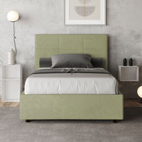 Letto 1 Piazza e Mezzo 120x200 cm con Rete e Contenitore Mika Tè verde