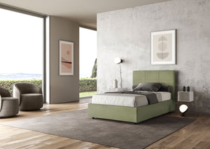 Letto 1 Piazza e Mezzo 120x200 cm con Rete e Contenitore Mika Tè verde