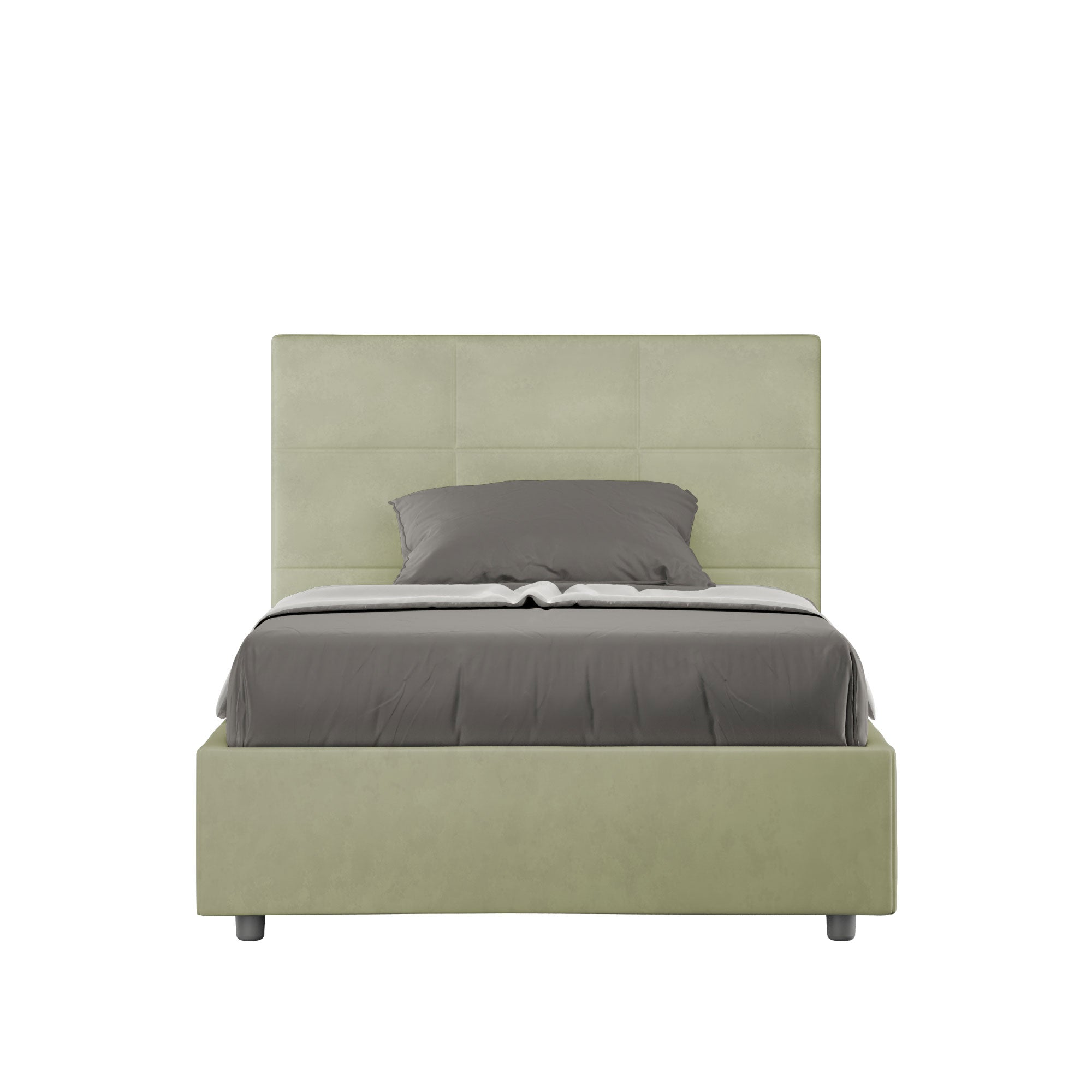 Letto 1 Piazza e Mezzo 120x200 cm con Rete e Contenitore Mika Tè verde