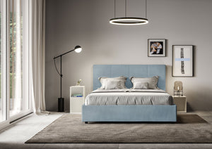 Letto Matrimoniale 160x190 cm con Rete Mika Azzurro