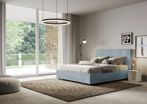 Letto Matrimoniale 160x210 cm con Rete Mika Azzurro