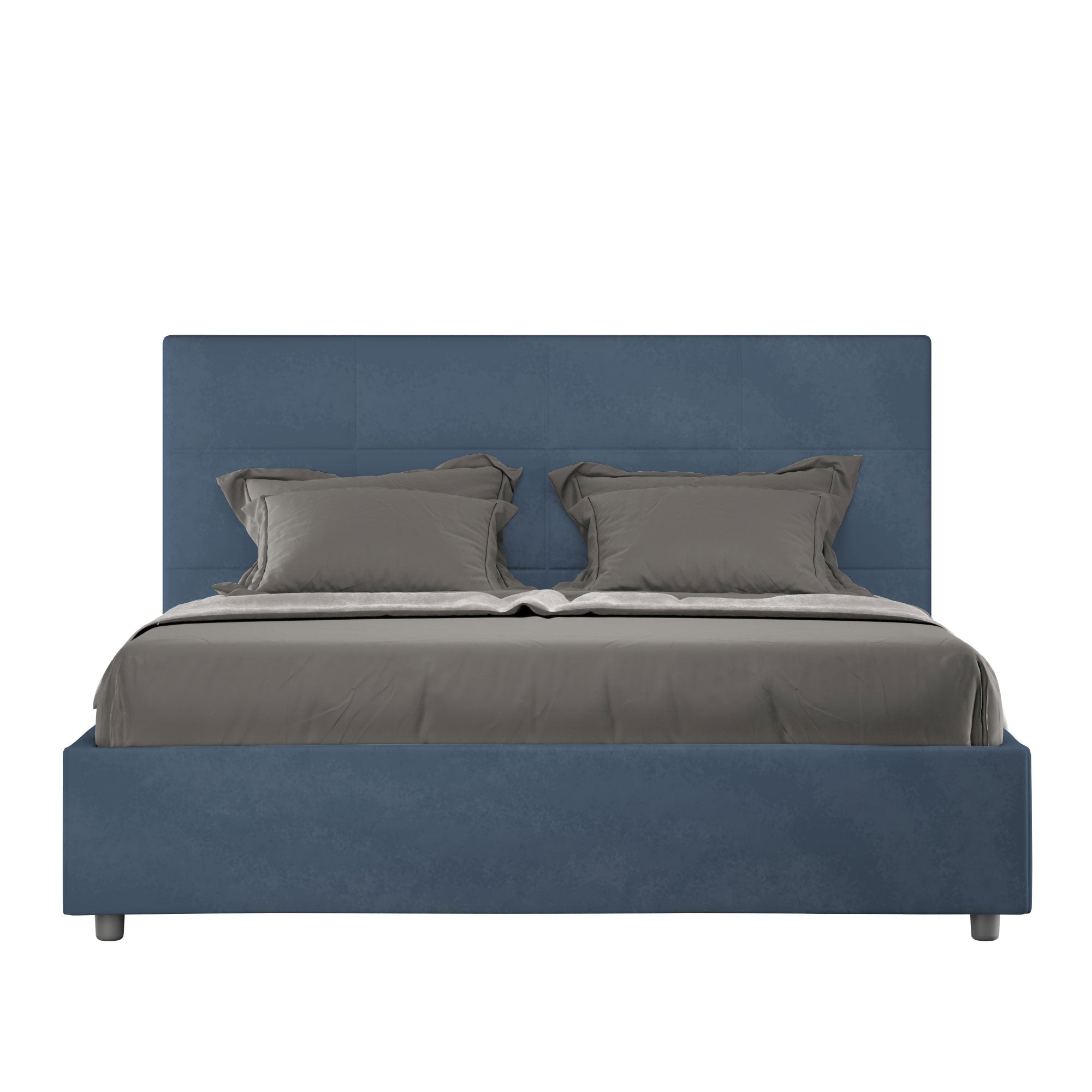 Letto Matrimoniale 160x210 cm con Rete e Contenitore Mika Blu