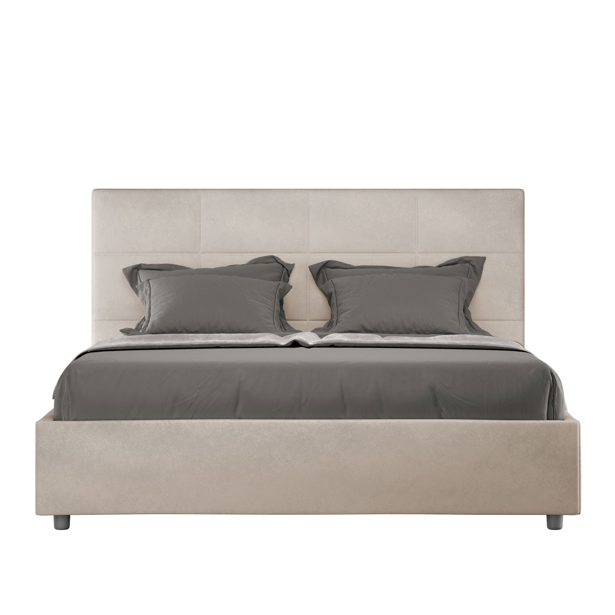 Letto Matrimoniale 160x190 cm con Rete e Contenitore Mika Sabbia