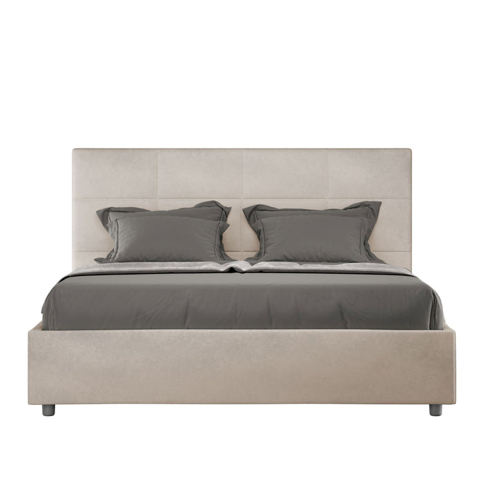 Letto Matrimoniale 160x190 cm con Rete e Contenitore Mika Sabbia