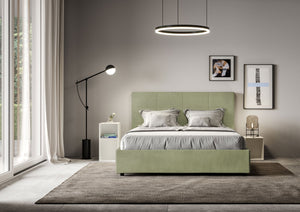 Letto Matrimoniale 160x210 cm con Rete e Contenitore Mika Tè verde