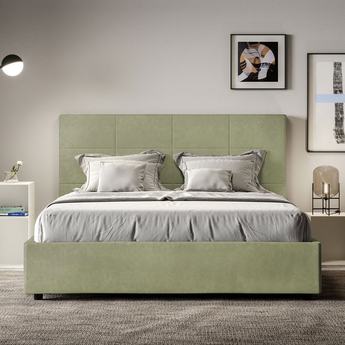 Letto Matrimoniale 160x210 cm con Rete e Contenitore Mika Tè verde